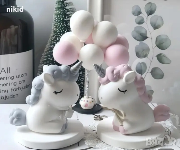 3d Еднорог unicorn силиконов молд декор украса фондан торта шоколад гипс смола бижута свещ, снимка 2 - Форми - 26285430