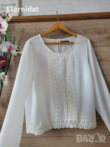 Нова бяла блуза дантела VILA , снимка 3 - Блузи с дълъг ръкав и пуловери - 45404465