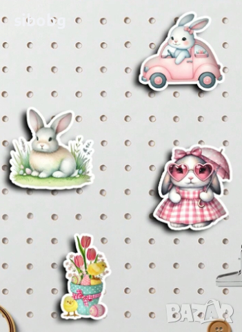 Великденски стикери със зайчета за декорация  3438, снимка 6 - Декорация за дома - 44971172
