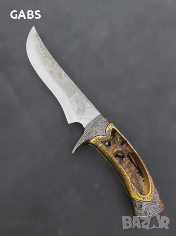 Колекционерски ловен нож с поставка-два модела, снимка 6 - Ножове - 50673139