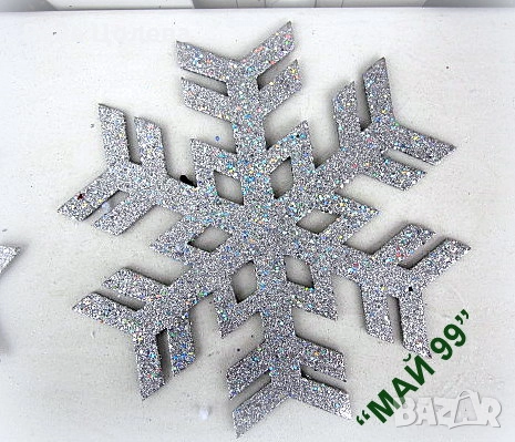 Снежинка в сребро и брокат 25 см.
