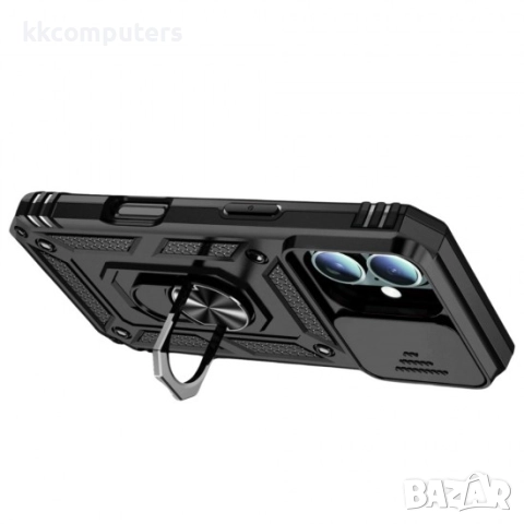 Силиконов твърд кейс bSmart Defender Slide, За iPhone 17 (6.3), Черен, снимка 3 - Калъфи, кейсове - 51825845