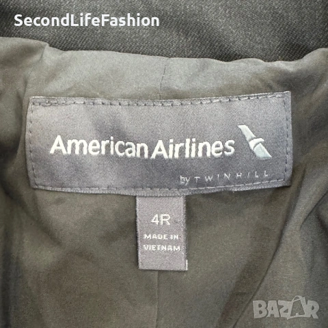 Вълнено сако за стюардеса American Airlines Twinhill, размер S в тъмносиво, снимка 2 - Сака - 53382751