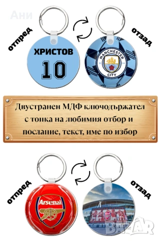 Персонализиран футболен ключодържател – Твоето име/снимка и топка на любим отбор!, снимка 10 - Футбол - 53949432