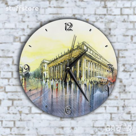 Стенен Часовник - Красив Старинен Град Арт, снимка 1 - Стенни часовници - 45634737