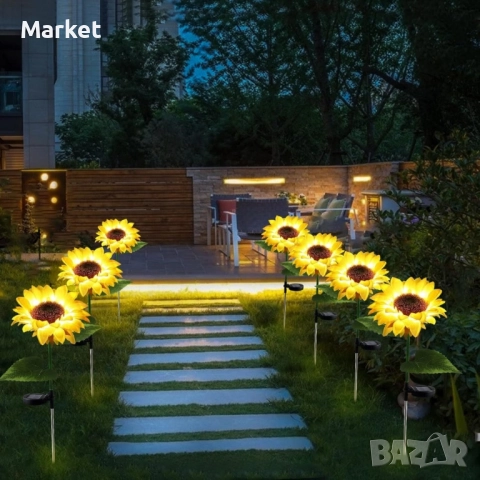 Соларни LED градински светлини Слънчоглед - цветя, снимка 2 - Други стоки за дома - 51858110