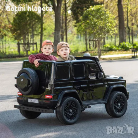 Двуместна джип G63 4X4 24V батерия,MP3, с меки гуми с Кожена седалка, снимка 2 - Детски велосипеди, триколки и коли - 46818842