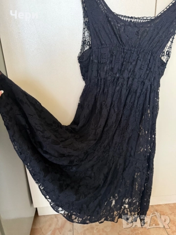 Дантелена черна рокля М, снимка 4 - Рокли - 52636234