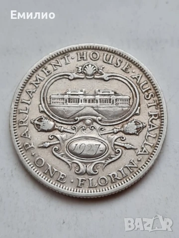 АВСТРАЛИЯ. ЕДИН ФЛОРИН ОТ 1927 год. ЮБИЛЕЙНА СРЕБЪРНА МОНЕТА 