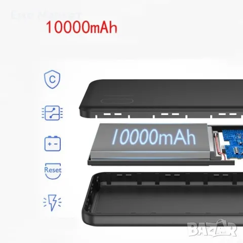 Ултра тънко преносимо зарядно устройство KUULAA power bank 10000mAh - TV500, снимка 2 - Външни батерии - 49242826