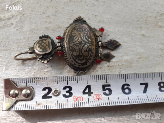 Възрожденски накит обица ниело, снимка 4 - Антикварни и старинни предмети - 53410271