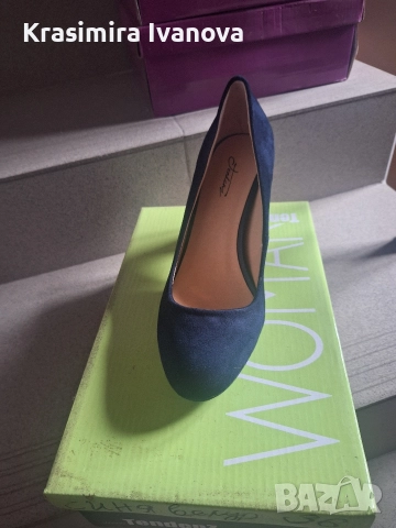 обувки син велур Мегияс , снимка 3 - Дамски обувки на ток - 52806336