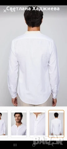 Мъжка бяла риза 100% памук и лен , снимка 4 - Тениски - 51199045