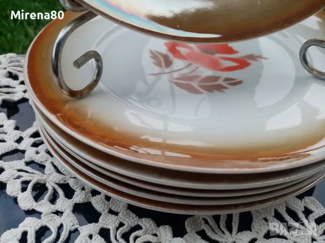 Антикварни десертни чинии - 6 бр., снимка 4 - Чинии - 49756558