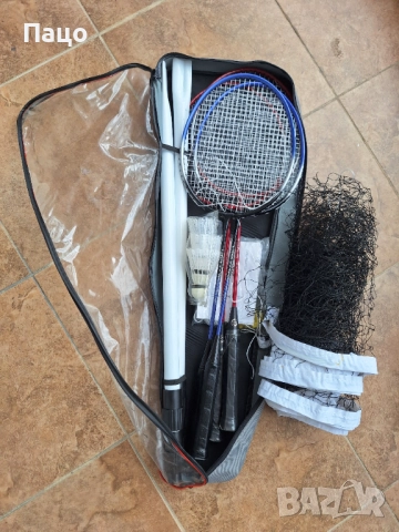 Ракети за бадминтон  4 броя/Mрежа за бадминтон със стойки, снимка 2 - Тенис - 51876295