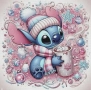 Зимен Стич stitch детски 5D гоблен диамантен картина мозайка за направа по схема с камъчета, снимка 3