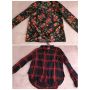 Комплект карирана риза и блуза с флорален десен, М размер, Спиди , снимка 1 - Блузи с дълъг ръкав и пуловери - 45304557