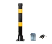 Сгъваем метален стълб за паркинг 60 см с ключалка и черно-жълти ленти, снимка 1