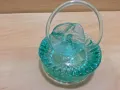 Стар стъклен пепелник цветно зелено стъкло , снимка 7