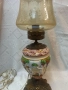 Антикварна висока настолна лампа Capodimonte -бронзова основа с орнаменти и порцелан, снимка 2