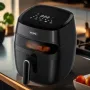 Фритюрник AirFryer , 1350W, 5.2л., LED дисплей, Горещ въздух, Таймер, до 200°C, Черен, снимка 1