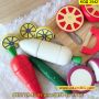 Игрален комплект за деца зеленчуци и плодове за рязане изработени от дърво - КОД 3542, снимка 8