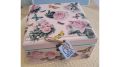 Ръчно изработена кутия голяма за бижута с декупаж с рози и пеперуди отвън пастелно розова , снимка 1