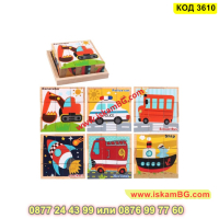 Комплект дървени пъзел кубчета 6 в 1 за деца - КОД 3610, снимка 8 - Игри и пъзели - 45056034