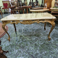 Чудесна антикварна белгийска бронзова маса с плот от оникс , снимка 3 - Антикварни и старинни предмети - 44967657