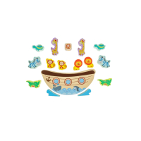 Дървена, образователна лодка, с 12 животни, снимка 1 - Образователни игри - 44938206