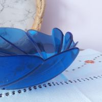 Винтидж фруктиера на Arcoroc в кобалтов син цвят , снимка 3 - Антикварни и старинни предмети - 45120405