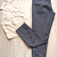 Елегантен панталон в ситно каре Zara & страхотен копринен топ Dante 6 , снимка 2 - Панталони - 45046559