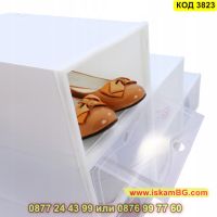 Прозрачна кутия за съхранение на обувки с прозрачен капак в правоъгълна форма - КОД 3823, снимка 3 - Други стоки за дома - 45132805