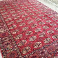Ръчно тъкан огромен Туркменски килим модел Бухара килимът няма забележки просто трябва да се освежи, снимка 10 - Килими - 45452941