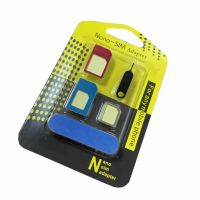 Комплект 5в1 Nano SIM адаптер с Nano SIM към Micro SIM с щифт за изваждане, снимка 1 - Друга електроника - 45570157