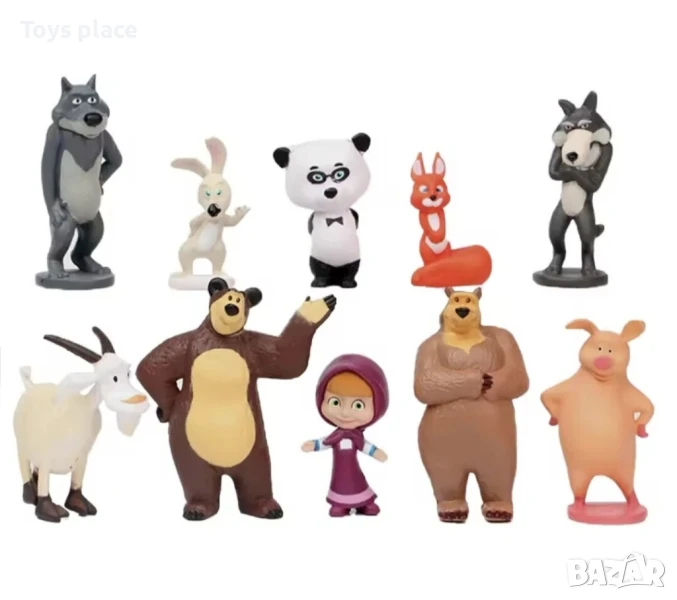 Лот 10бр фигурки за торта Маша и Мечока , снимка 1