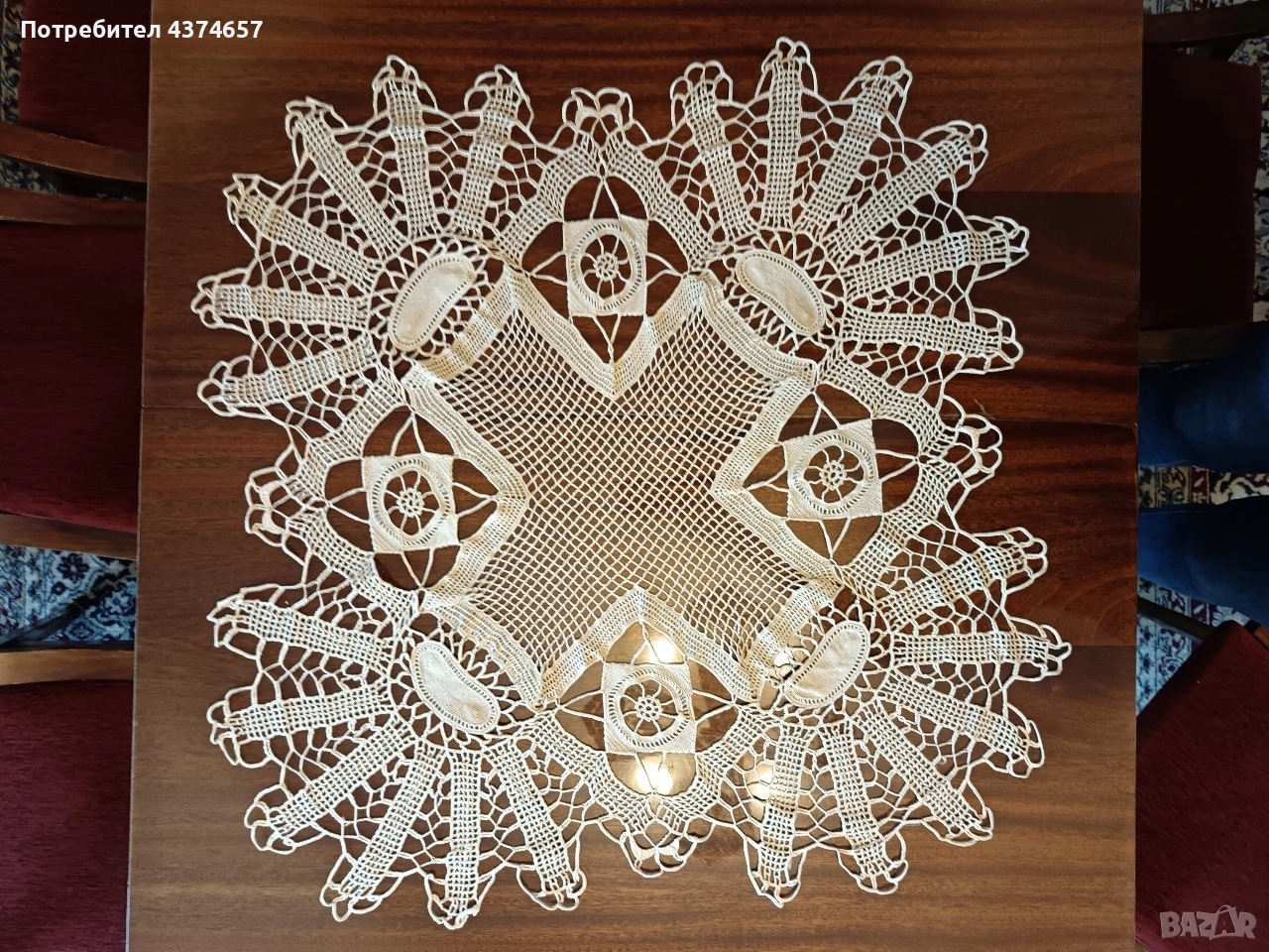 Ръчно плетена покривка , снимка 1