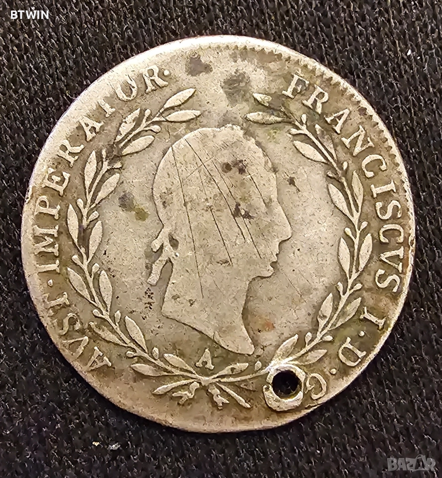 Сребърна монета - 20 Кройцера ( 1830 година ) ! , снимка 1