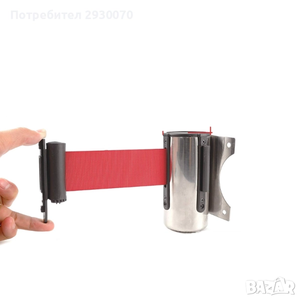 Метален стопер за стена с лента - червена 5 метра, ASED, снимка 1