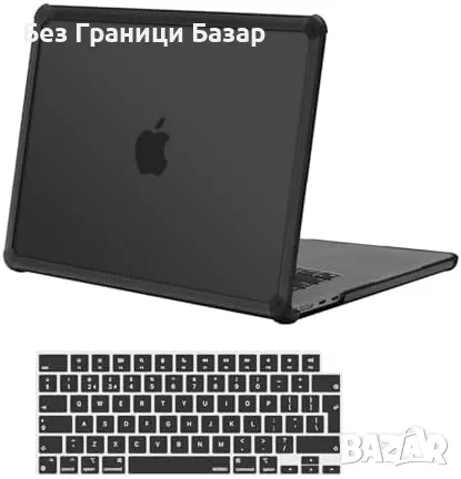 Нов MacBook Air 15" Калъф Черен TPU + Клавиатурен Капак А3241 А3114, снимка 1