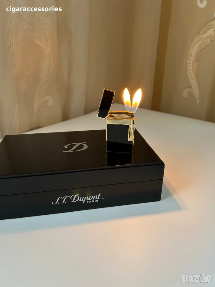 S.T. Dupont Ligne 2 – Black & Gold запалка, 2 пламъка, снимка 1