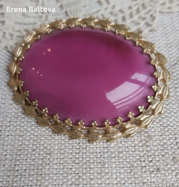 🌸🌷🌿🍀🌸 Винтидж брошка рубин  кабошон , снимка 1