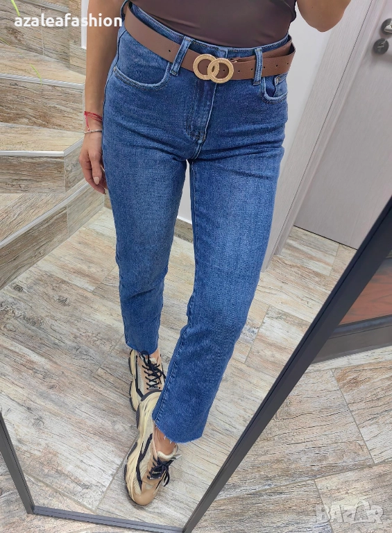 Дънки с прав крачол и колан, снимка 1