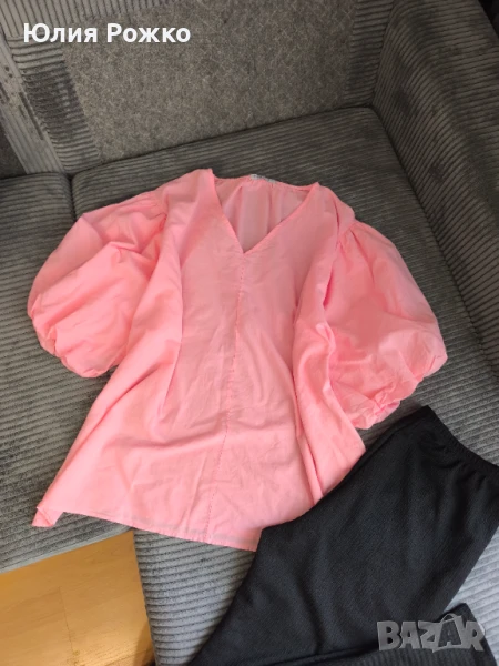 Блуза с обемни ръкави, 100% памук, снимка 1