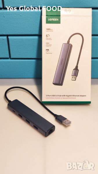 UGREEN USB Hub Ethernet Adapter - USB хъб Ethernet адаптер, снимка 1