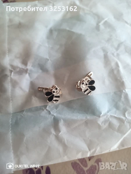 детски сребърни обеци , снимка 1