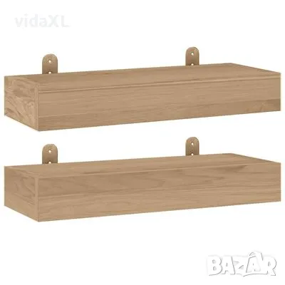 vidaXL Стенни рафтове 2 бр 40x15x4 см тиково дърво масив（SKU:340754）, снимка 1