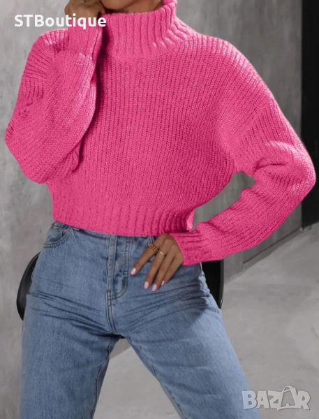 🌸 Дамски Ежедневен Пуловер с Висока Яка – STBoutique, снимка 1