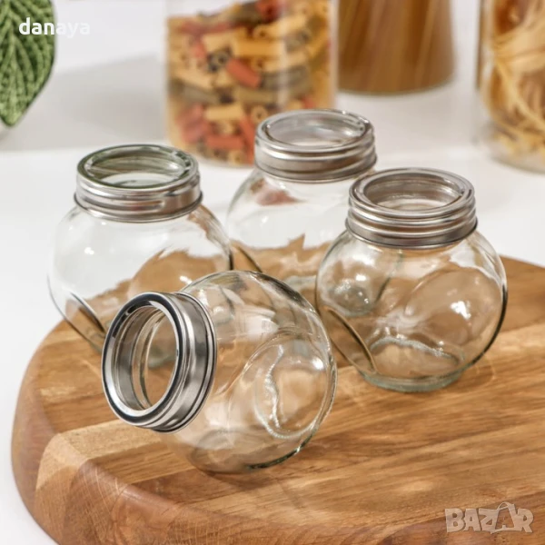 5936 Комплект стъклени бурканчета за подправки, 4 броя, снимка 1