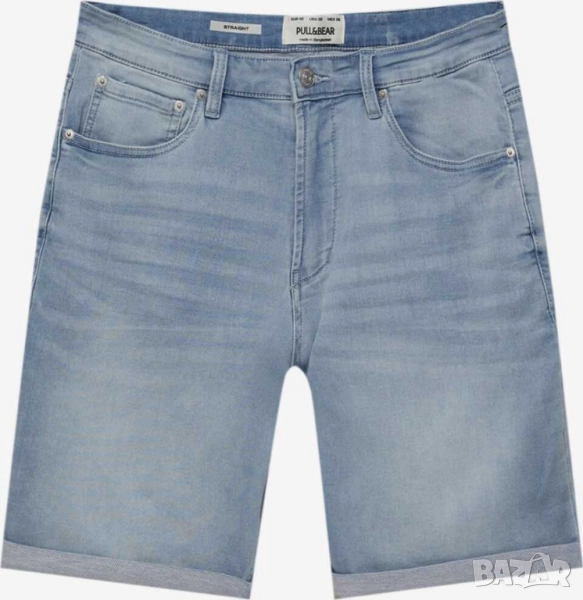 Мъжки къси панталони от деним Pull&Bear, 84% Памук, Светлосини, 44, снимка 1